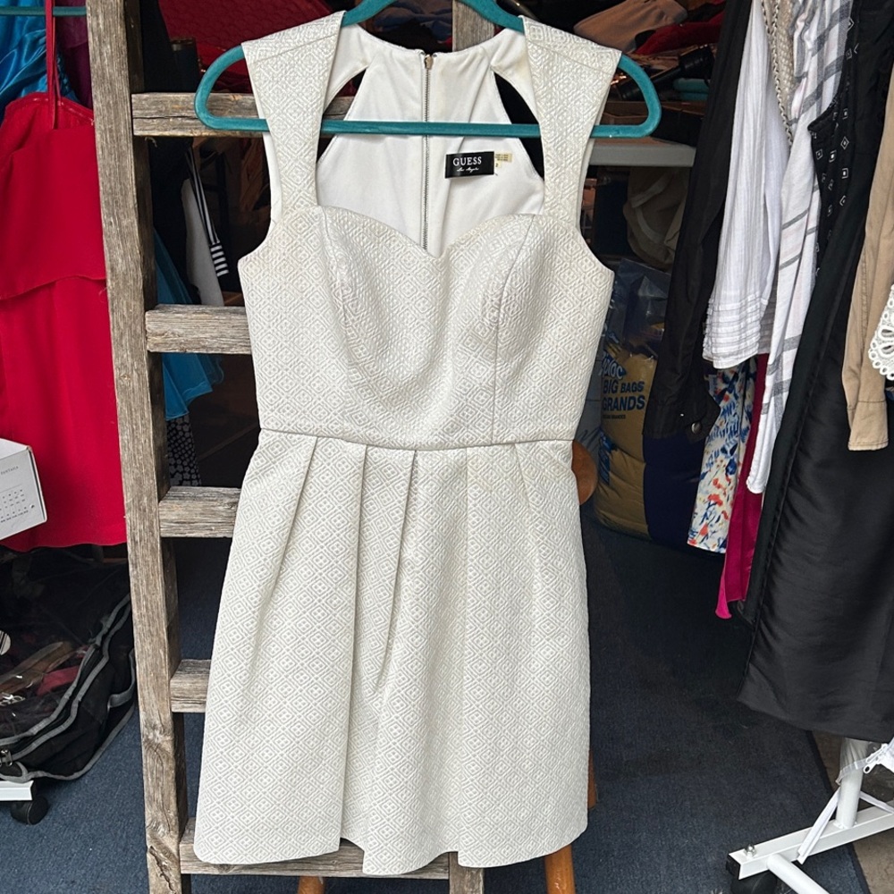 Guess Ivory Textured Mini Dress